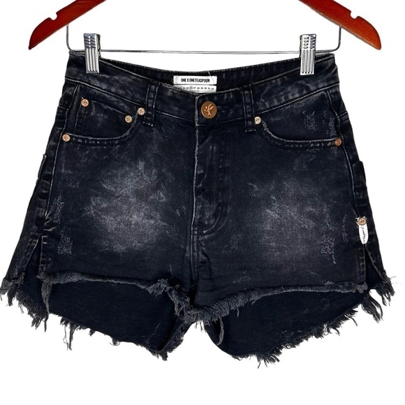One Teaspoon Bonita High Waist Cut Off Denim Shorts - Picture 2 of 12